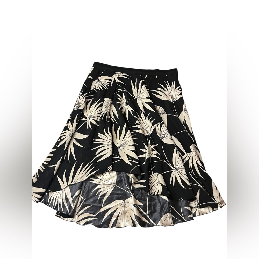 Tommy Bahama Skirt Womens Small Black 100% Silk Palm Pull On High Low Flowy Sz L